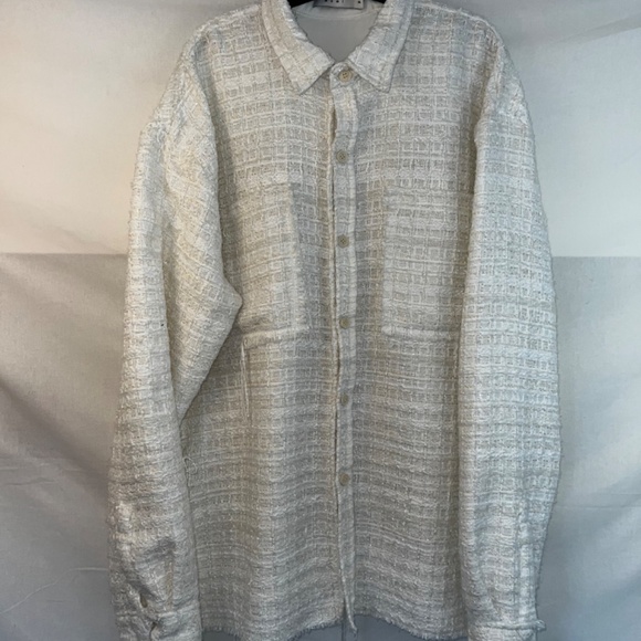 MNML Clothing - EUC Oversized XXL White Tweed Flannel - Faith Connexion/Balmain! - Picture 2 of 16
